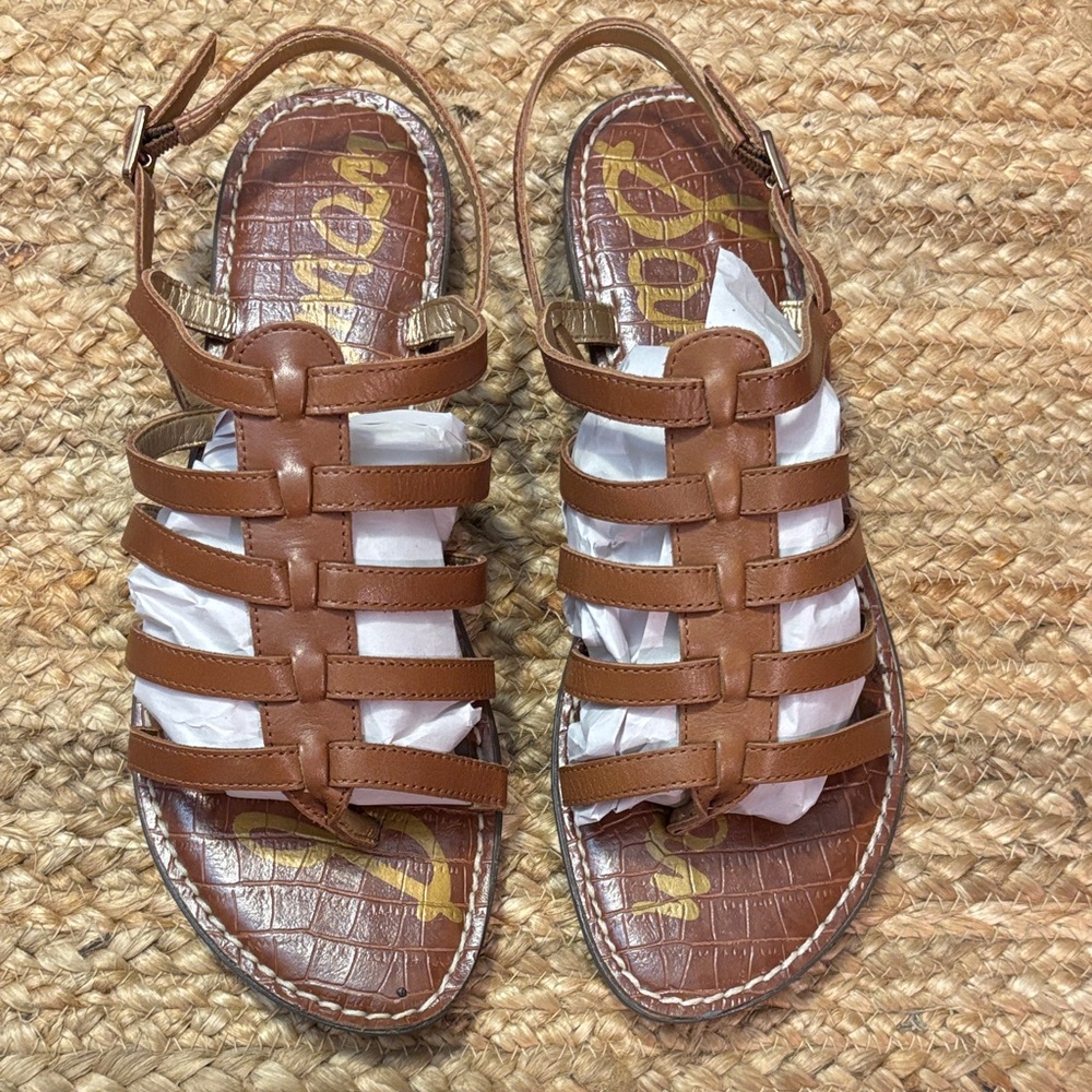 Sam Edelman Garland Strappy Womens Brown Leather Sling Back Sandals - Size 9